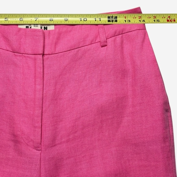 Boden Linen Ankle Pants Size 2L Straight Leg Trouser Sangria Sunset Pink 2 Tall - Picture 10 of 15